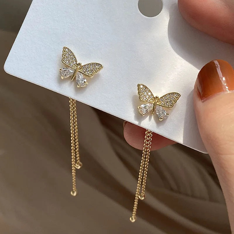 Ethereal Heart Tassel Earrings