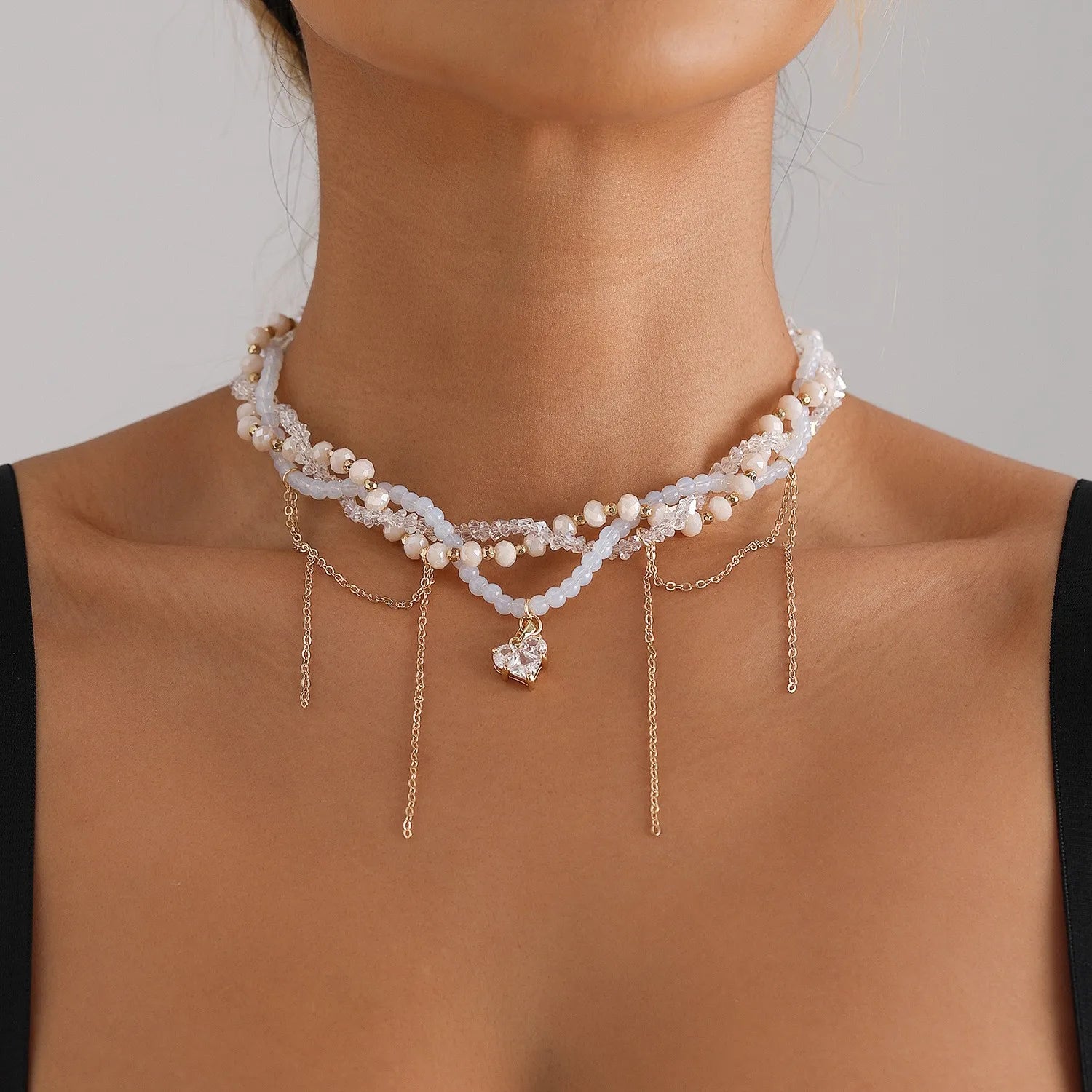 Y2K Crystal Beaded Necklace