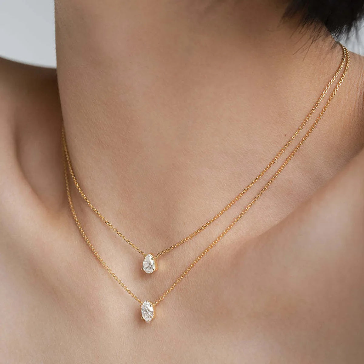 Gold Multilayer Zircon Pendant Necklace