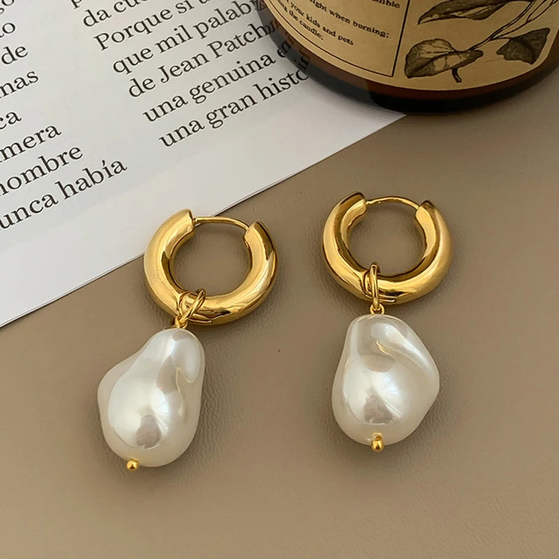 Aurora Baroque Pearl Hoop Earrings