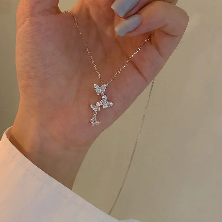 Elegant Double Layer Butterfly Necklace