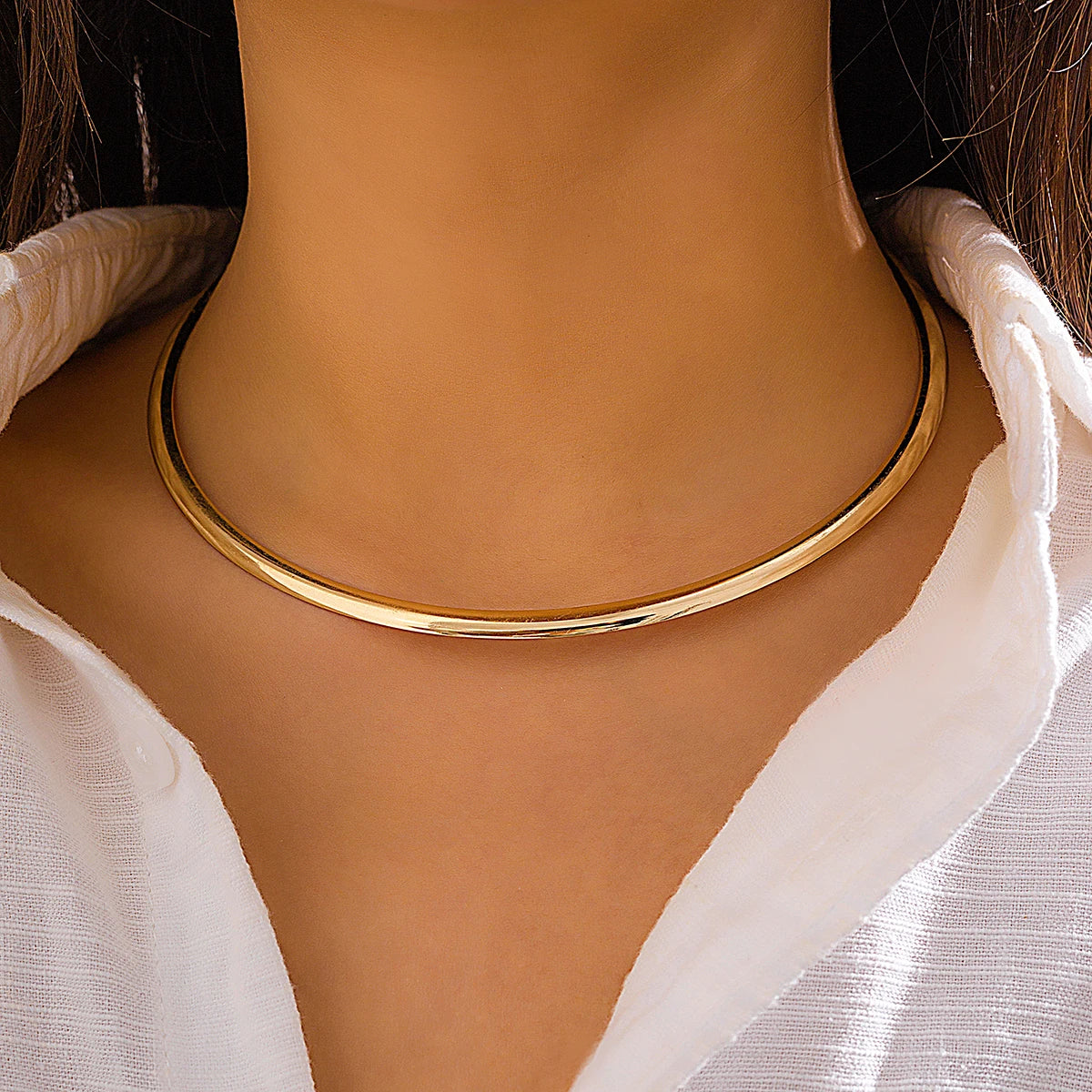 Gold Torque Choker Necklace