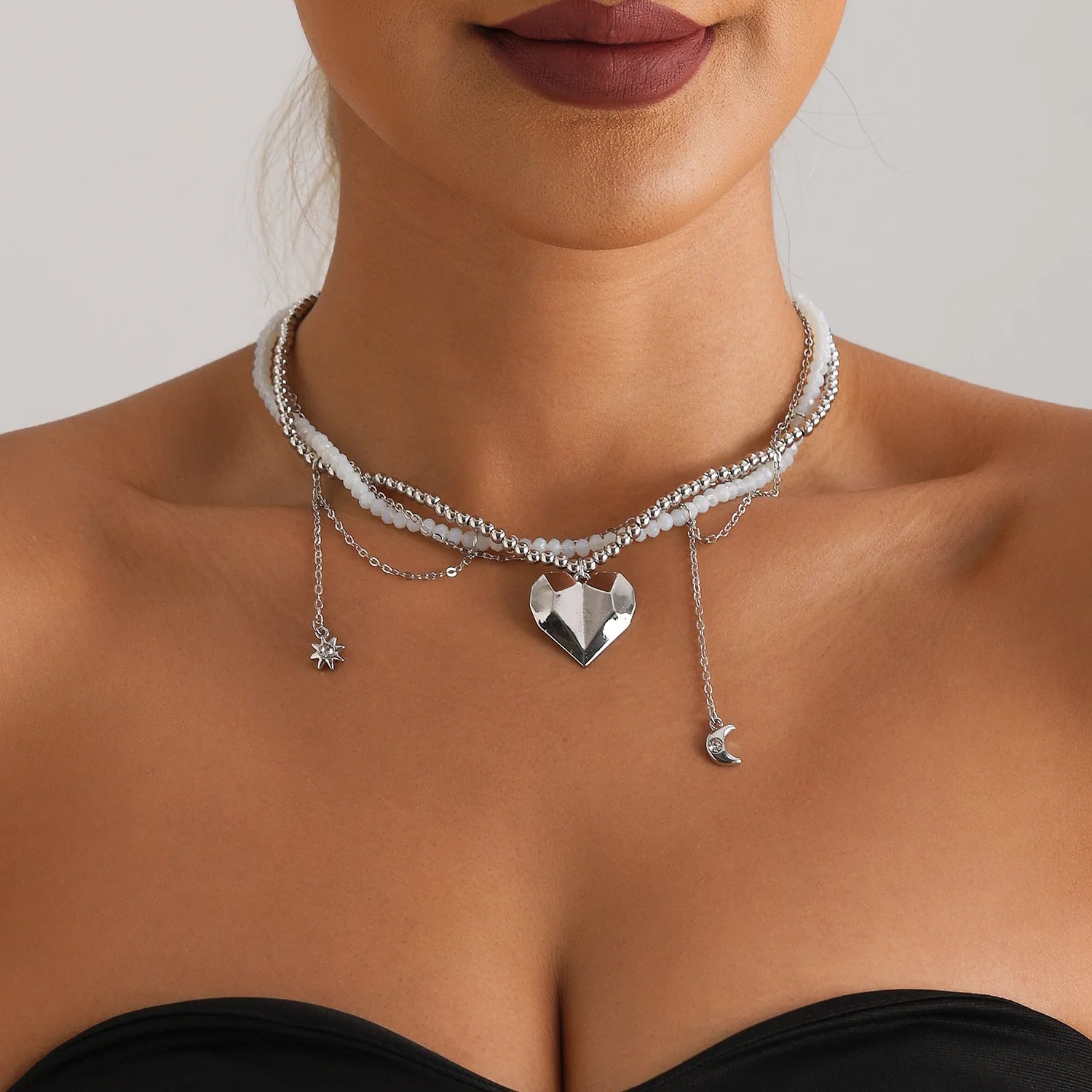 Y2K Crystal Beaded Necklace